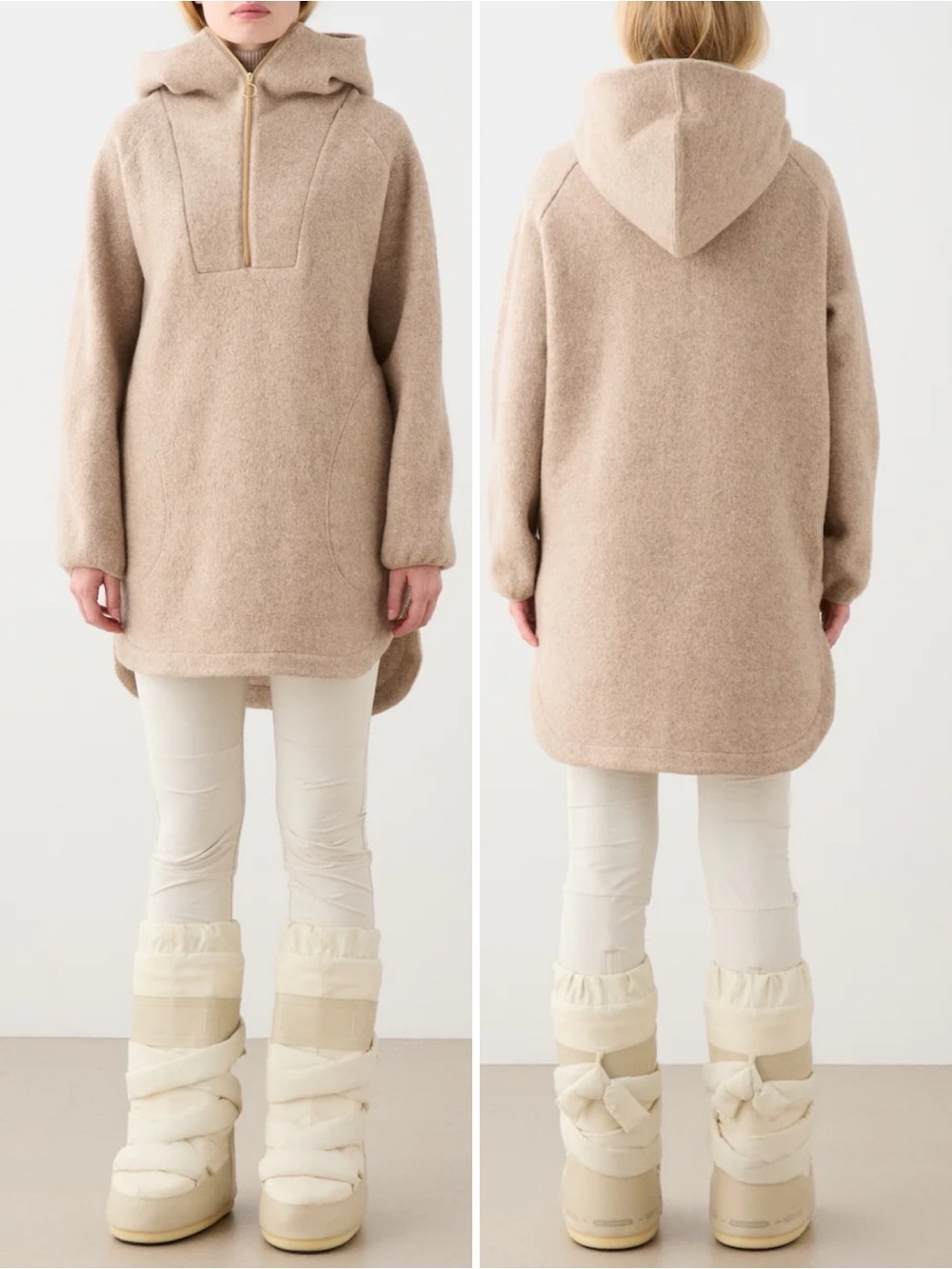 We Norwegians Alta Oversized Hooded Merino Wool Jacket Camel Hoodie Sz M ❤️🎀